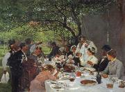 Albert Auguste Fourie The wedding meal in Yport oil on canvas